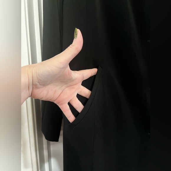 Gallery-Black, Single Breasted Button Down Water Repellent Maxi Trench Coat. - Picture 8 of 14